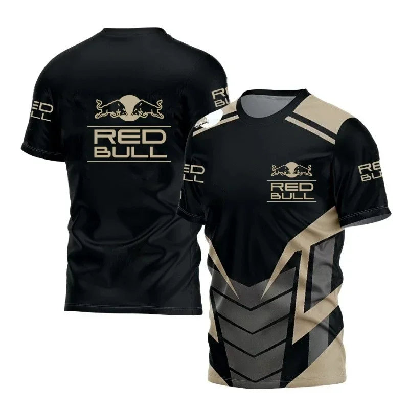 Red Bull Motorcycle Logo Print T-Shirt – Men’s Off-Road Racing Short Sleeve Tee