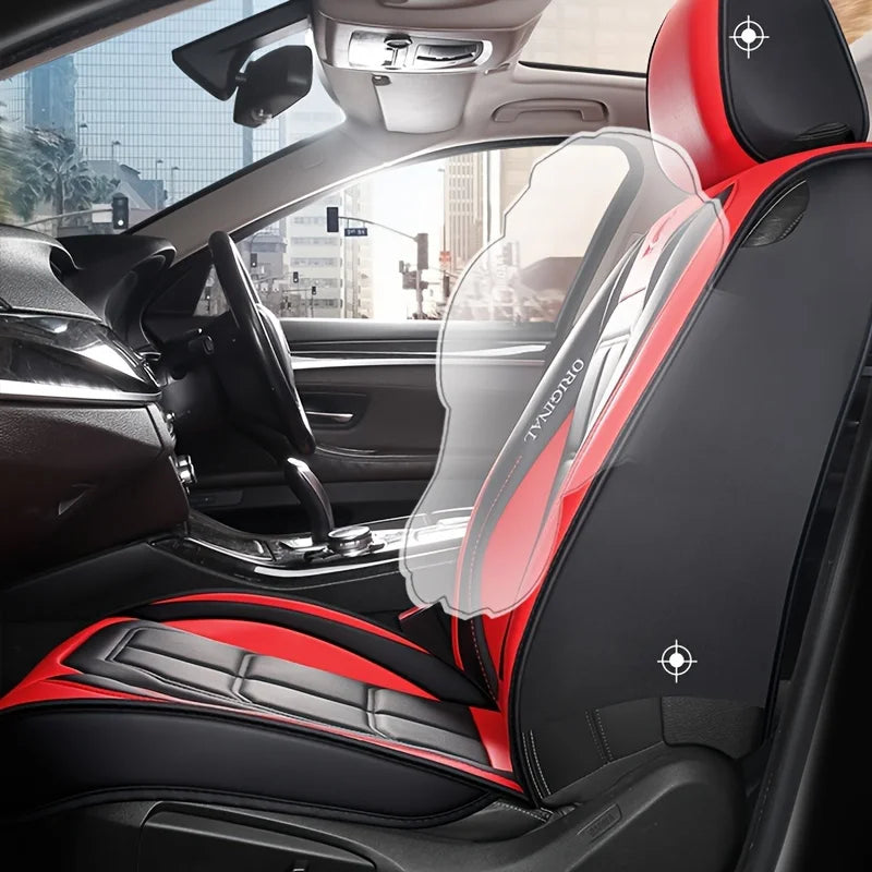 Full Leather Car Seat Cushion – All Season Universal Driver & Passenger Seat Cover Pad | 1pc or 2pcs