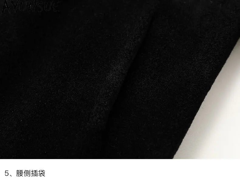 Men’s Winter Sheep Shearing Wool Jacket with Mink Fur Collar – Mid-Length Casual Coat