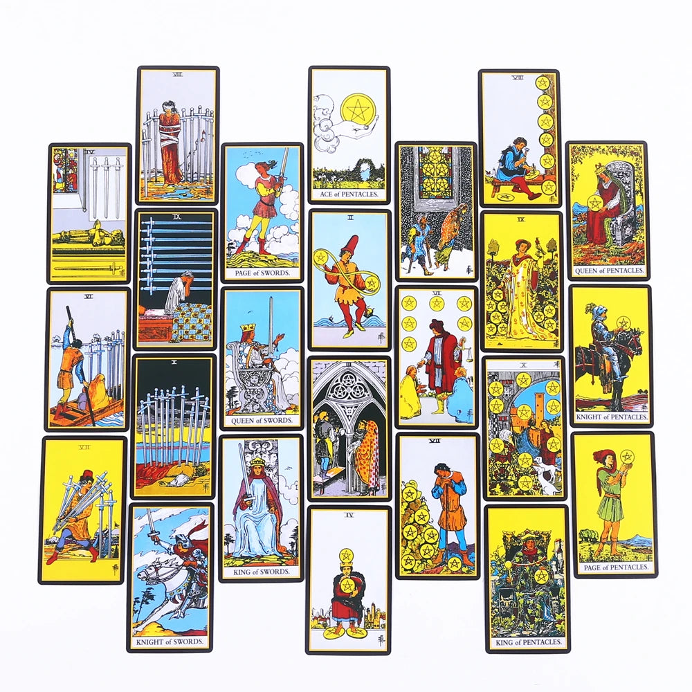 Black Classic Tarot Cards Deck – 78 Card Fortune Telling Set with Guidebook