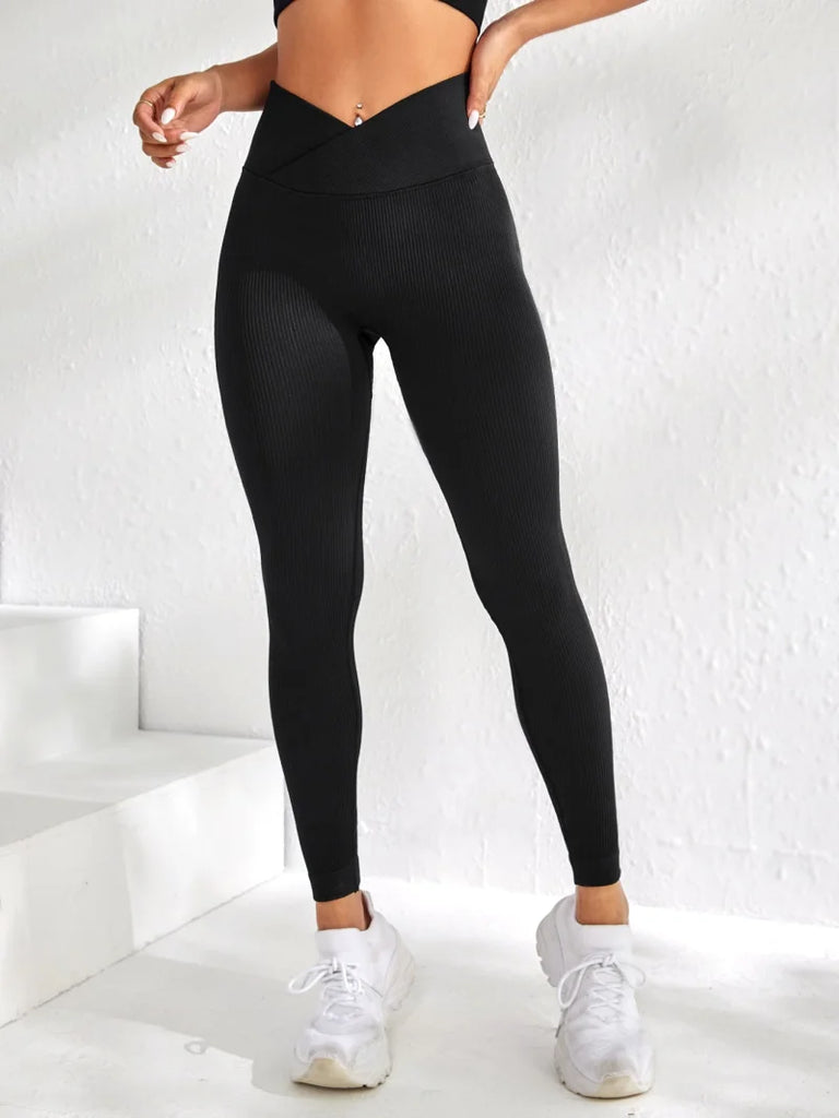 Women’s High-Waist Seamless Yoga Leggings – V-Waist Peach Butt Lifting Fitness Pants