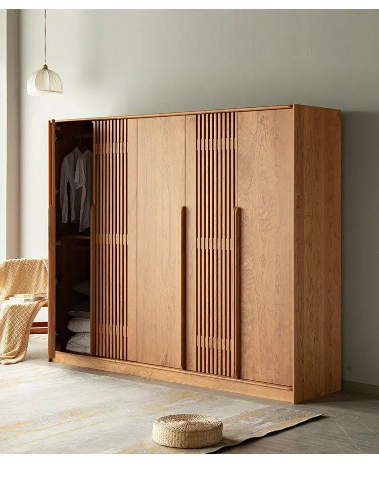 Luxury Modern Wooden Wardrobe with Sliding Doors and Storage Drawers – Nordic Style Bedroom Closet Furniture