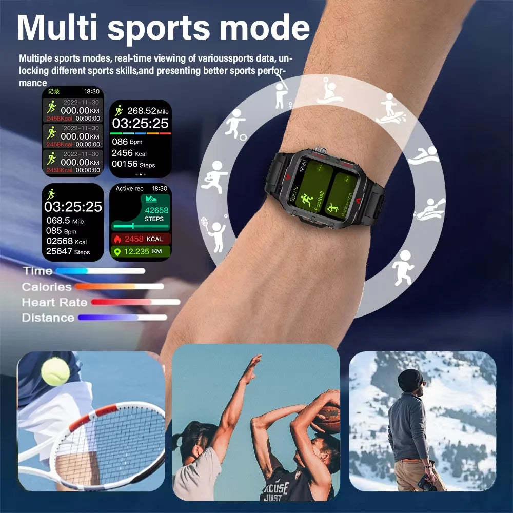 LAXASFIT Q11 Men’s Smart Watch with LED Flashlight, Fitness & Health Monitoring
