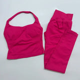 Impact Gym Set – Seamless Halter Top & High-Waist Sports Leggings Yoga Outfit (2-Piece) thumbnail 39