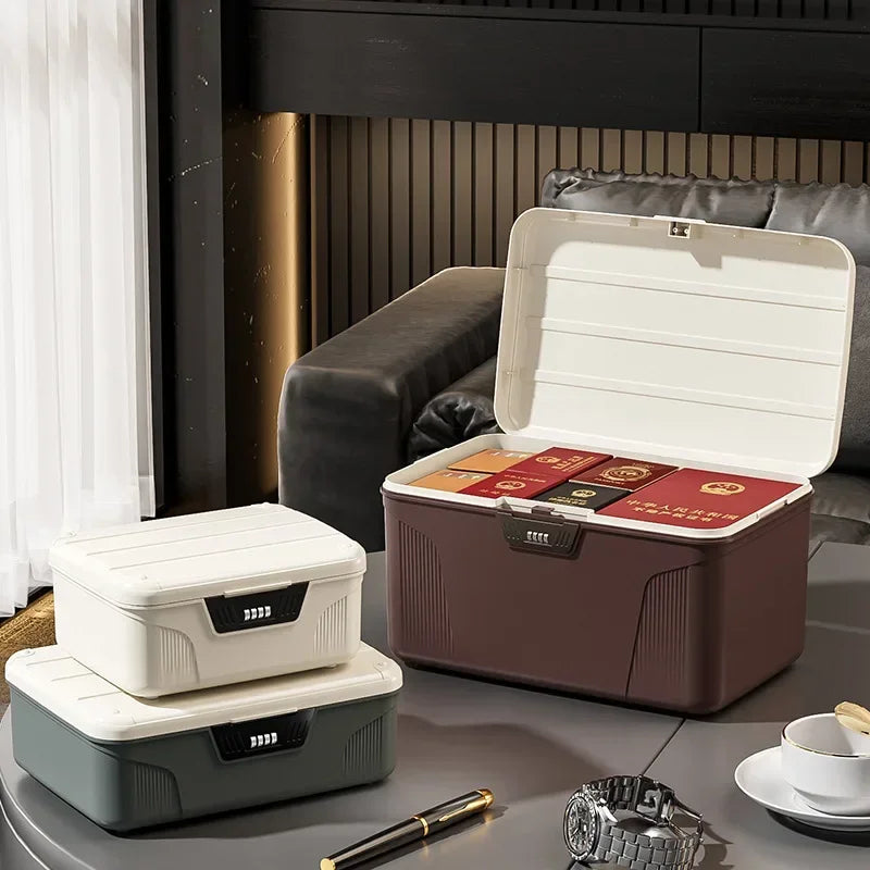 Safe Security Storage Box – Password Lock Organizer for Passport, Cash, Jewelry, and Documents