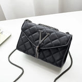 Black Luxury Quilted PU Leather Shoulder & Crossbody Bag for Women – Plaid Tassel Messenger Handbag thumbnail 6