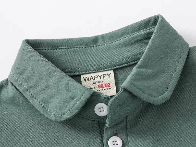 Fashion Kids Boys Polo Shirt – Luxury Stand Collar Summer Tee, Soft Breathable Cotton