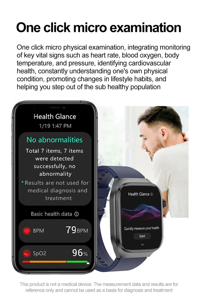 GUHUAVMI Micro Physical Examination Smart Watch with ECG, Uric Acid & Five-Organ Health Monitoring