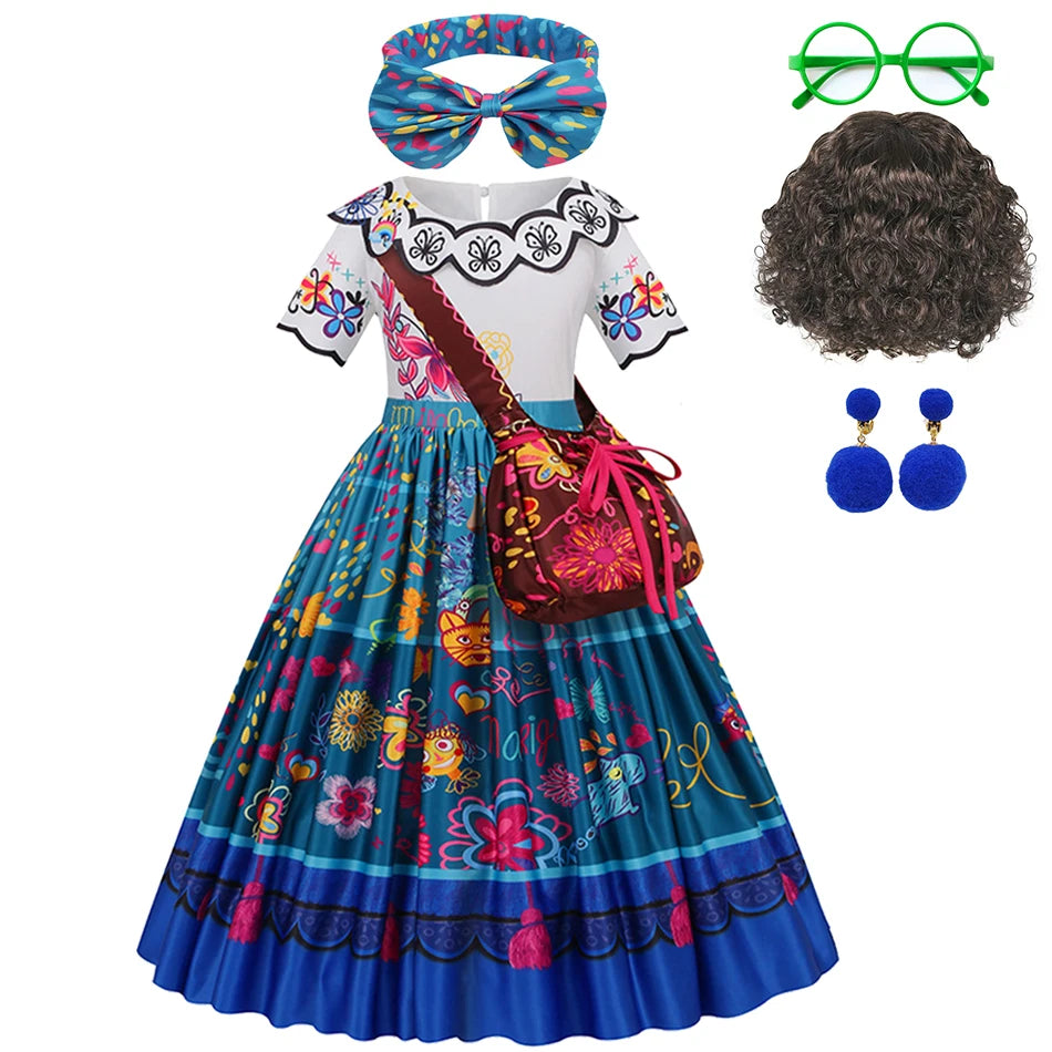 Girls Encanto Princess Dress Cosplay Costume – Mirabel & Isabela Carnival Birthday Party Outfit
