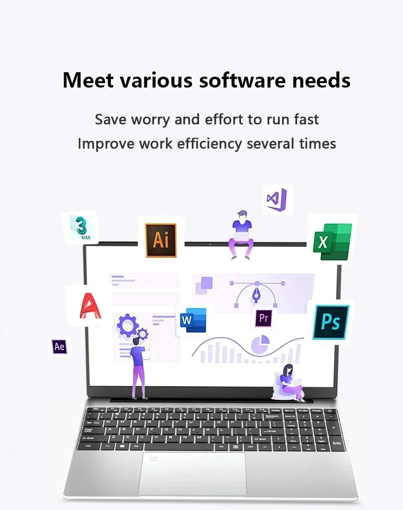 QMDZ 15.6" Laptop Intel Celeron N5095 Notebook PC 16GB/32GB RAM 128GB-2TB SSD Windows 11 1080P