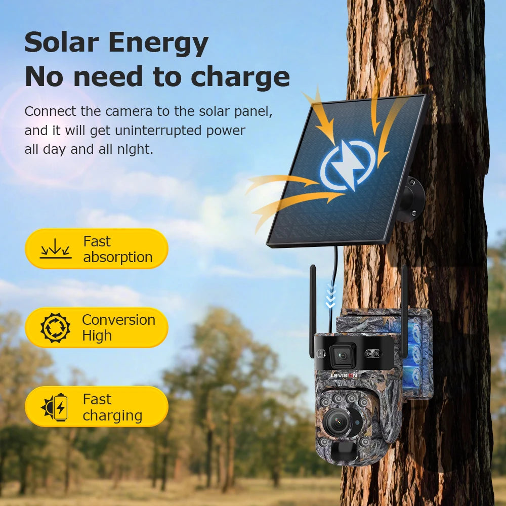 LS VISION Dual Lens Solar Security Camera – 4K WiFi/4G Wireless Outdoor Camera with Auto Tracking, 60X Zoom & Night Vision