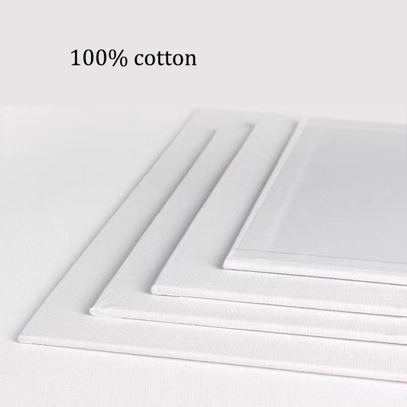 10 Pcs Cotton Canvas Board Set Primed White Painting Panels for Oil, Acrylic, Watercolor & Gouache HB-17