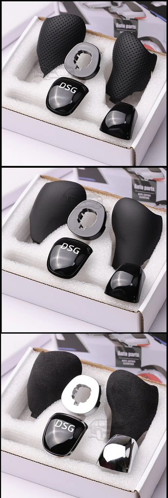 Leather Gear Shift Knob for Skoda Octavia, Superb, Fabia & Yeti 2010–2020 – DSG Side Cover Interior Accessory OEM Fit
