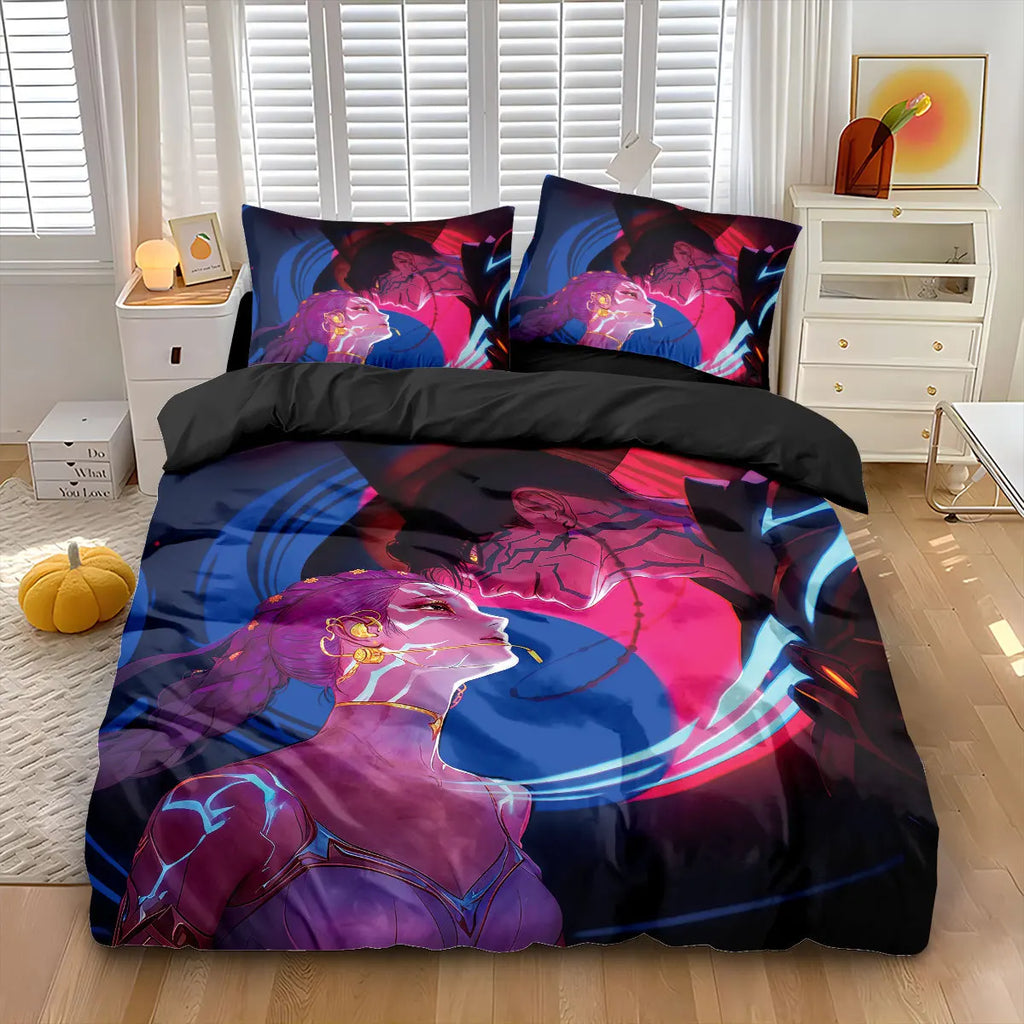 3pcs K-Pop Bedding Set Demon Hunters Colorful Print Polyester Duvet Cover with Pillowcases