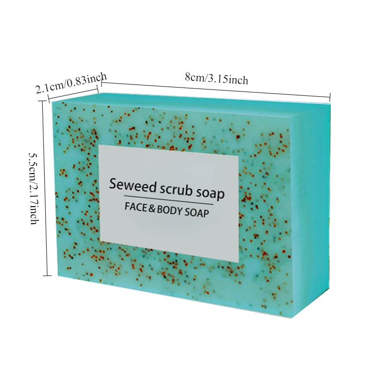 Seaweed Scrub Particle Soap – Vitamin E & Olive Oil Moisturizing Soap for Face & Body