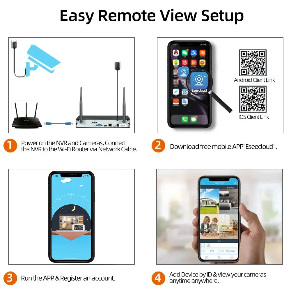 100% Wire-Free Solar PTZ Dual Lens 12.5" LCD Monitor 10CH WiFi NVR 8MP 4K Wireless Home Security Camera System