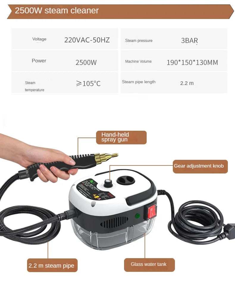 High-Temperature Steam Cleaner for Home, Car & Kitchen – Sterilization & Deep Cleaning, 110V US / 220V EU Plug