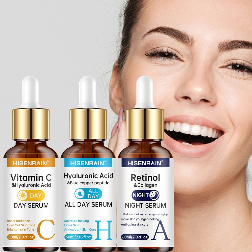 HISENRAIN Vitamin C Retinol Hyaluronic Acid Serum Duo Anti Aging Brightening Hydration Combo