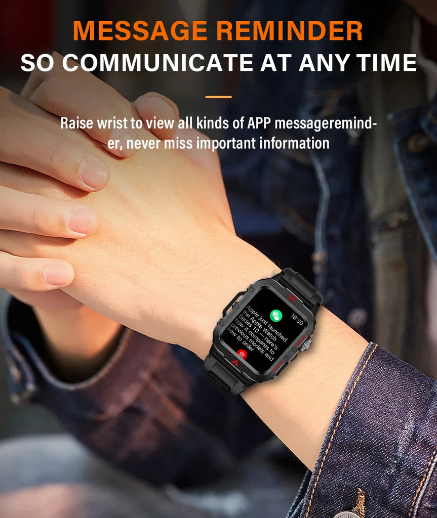 LAXASFIT Q11 Men’s Smart Watch with LED Flashlight, Fitness & Health Monitoring