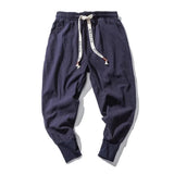 Men’s Cotton Linen Harem Pants – Baggy Streetwear Joggers with Elastic Waist thumbnail 4