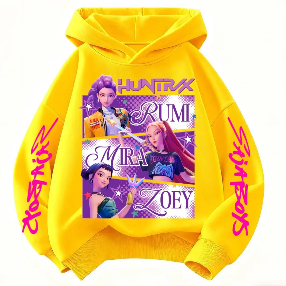 Huntrix KPop Demon Hunters Kids Hoodie Sweatshirt Princess Style Pullover 3–12 Years