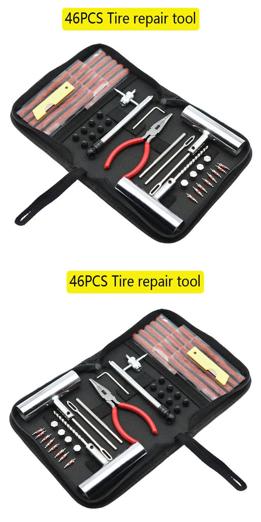 Car Tire Repair Tool Set – 24/46/62 PCS | Complete Auto & Bike Puncture Repair Kit