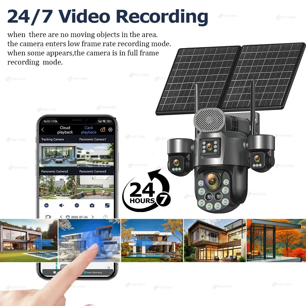 20MP 4-Lens Solar 4G Outdoor Security Camera with 60X Optical Zoom & Auto Tracking