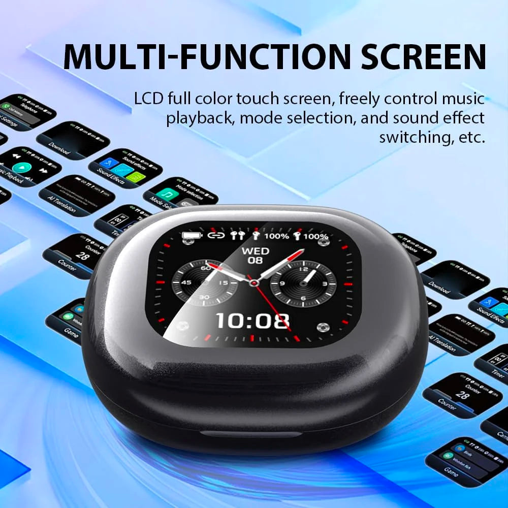 UYUXIO Wireless Real-Time Translation Earbuds with 144 Language Support & LCD Touch Screen