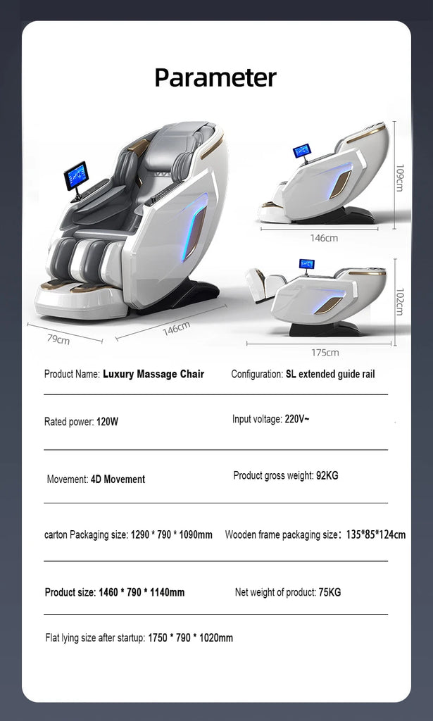 Ergonomic 4D Zero Gravity Massage Chair with Shiatsu, Full Body Airbags, Foot Roller, Calf Kneading & Bluetooth – Model 655