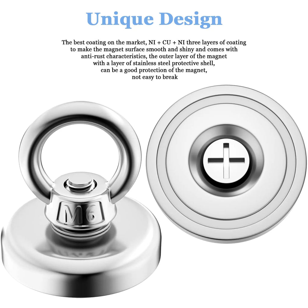 Super Strong Neodymium Fishing Magnet with Eyebolt – Heavy Duty Salvage Magnet