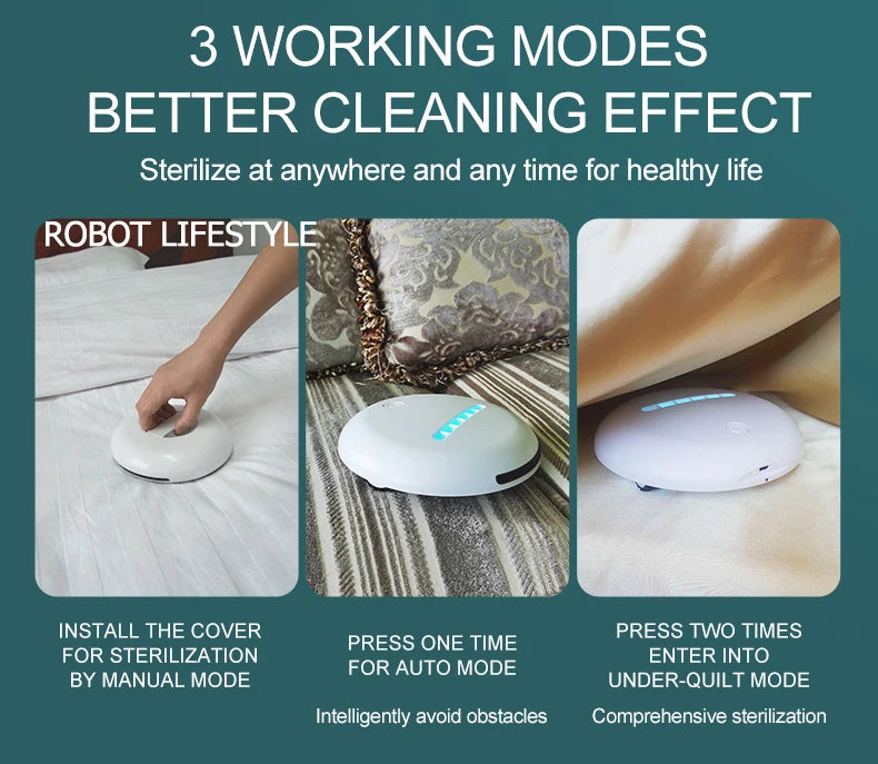 UV Bed Mite Removal Vacuum Cleaner Robot with UV Sterilization – Portable & Powerful Cleaner