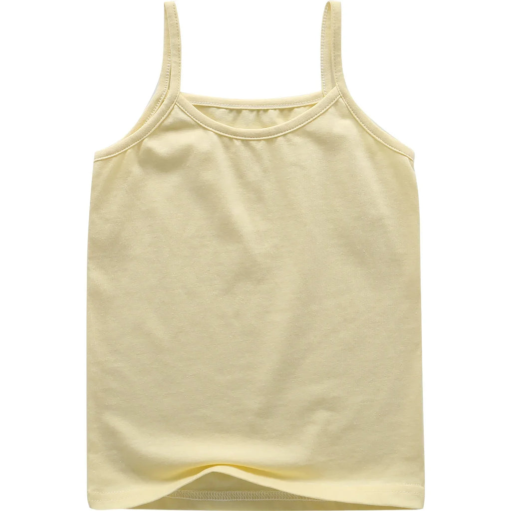 Cotton Girls Tank Top – Breathable Kids Camisole, Solid Color Sleeveless Vest for Ages 3-8