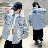 Kids Boys Denim Jacket – Casual Loose Fit Jeans Coat for Spring & Autumn (Ages 5–14) thumbnail 1