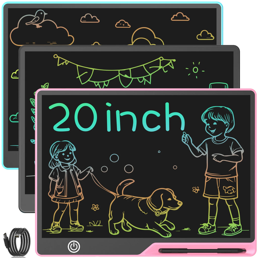 16/20 Inch Rechargeable LCD Writing Tablet Erasable Multi-Color Drawing Board for Kids