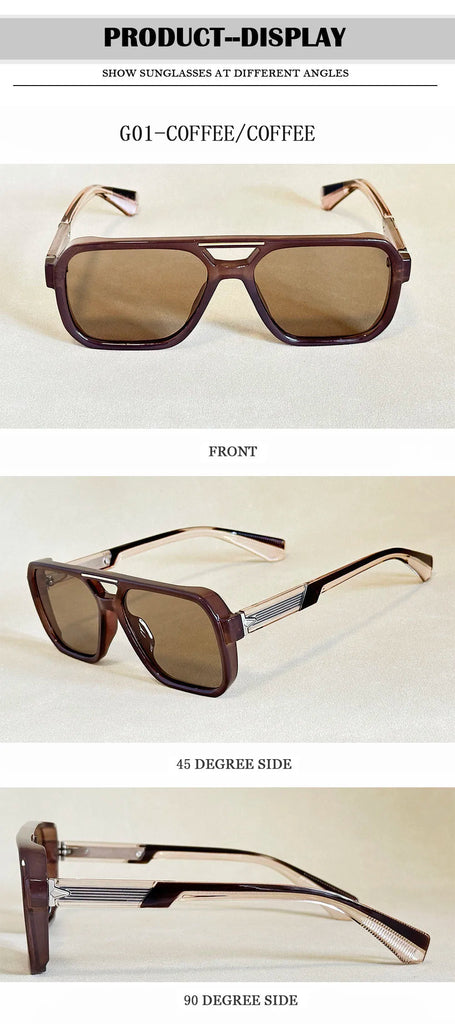 ZUIDID Vintage Square Sunglasses UV400 Travel Fashion Glasses for Men and Women Model 02056