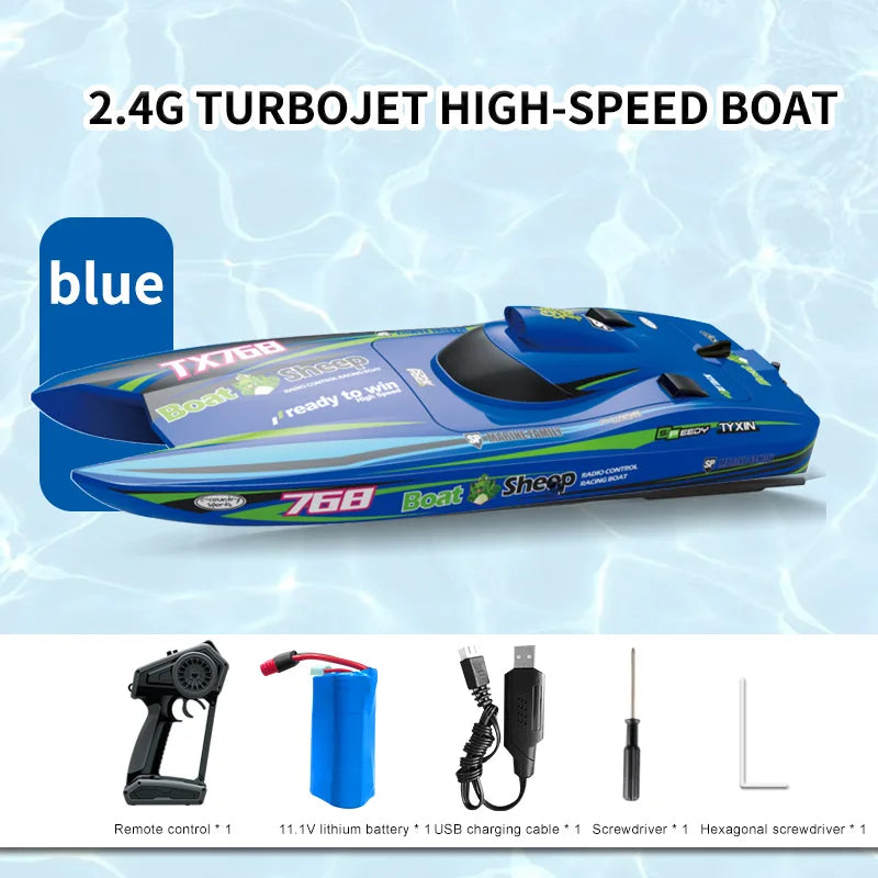 TX768 RC Speedboat 2.4G Brushless High-Speed Remote Control Boat for Kids & Adults – 30+ km/h