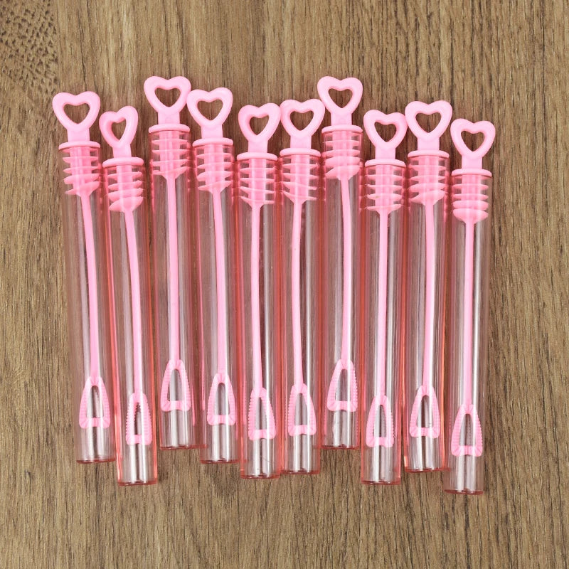 10-50pcs Colorful Heart Bubble Soap Bottles with Wands – Kids Party Favors & Wedding Gifts