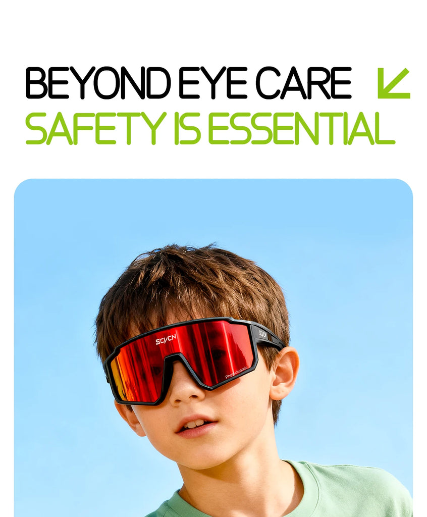 SCVCN Kids Photochromic Cycling Sunglasses UV400 TR90 Lightweight Sports Glasses for Boys and Girls Age 6–14