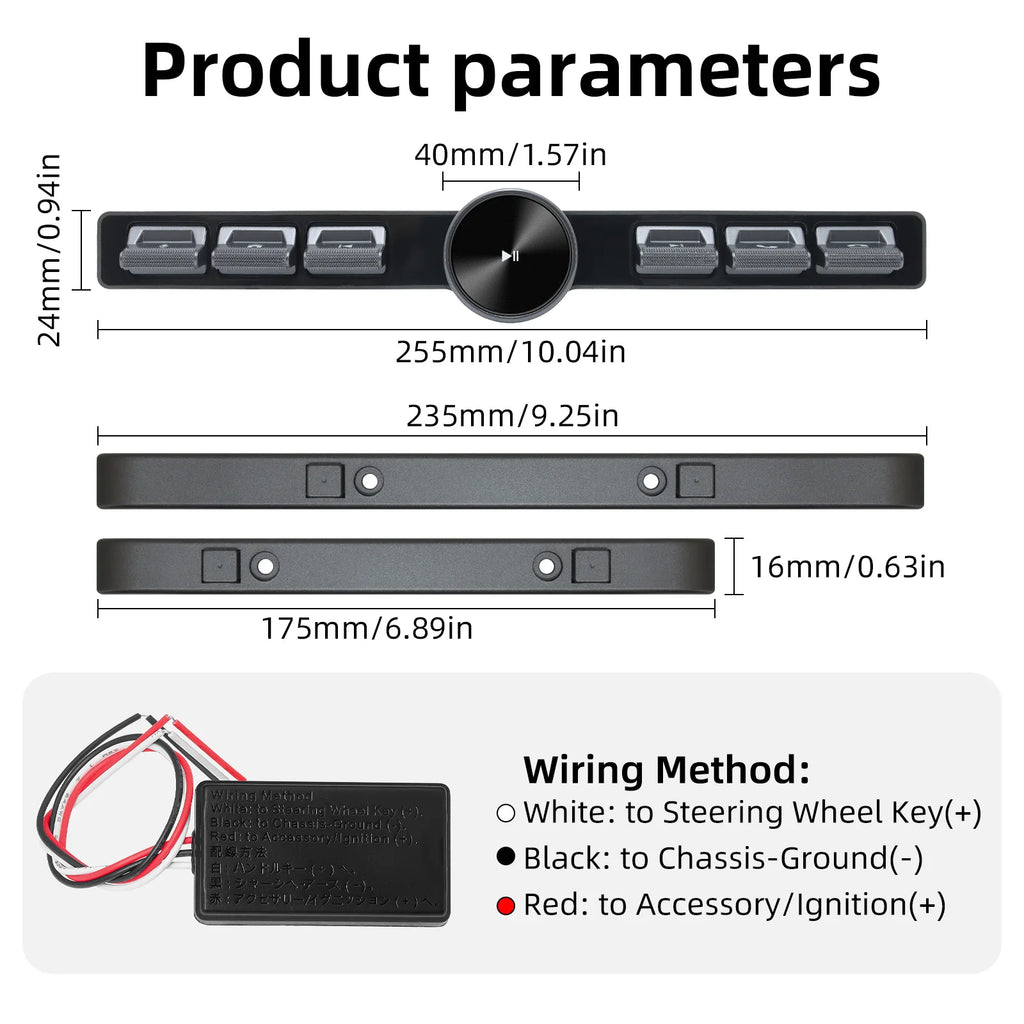 Wireless Smart In-Vehicle Multimedia Remote Controller – 7-Key Steering Wheel Volume & Music Control