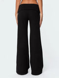 Casual Wide Leg Sweatpants for Women – Fold Over Low Rise Flare Yoga & Lounge Pants thumbnail 14