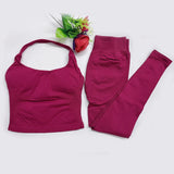 Impact Gym Set – Seamless Halter Top & High-Waist Sports Leggings Yoga Outfit (2-Piece) thumbnail 31