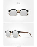 KINGSEVEN Handmade Black Walnut Wooden Polarized UV400 Sunglasses Semi-Rimless Retro Eyewear thumbnail 13