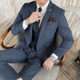 Men’s Modified Plaid Three-Piece Suit – Slim Fit England Style Vest & Trousers Set thumbnail 49