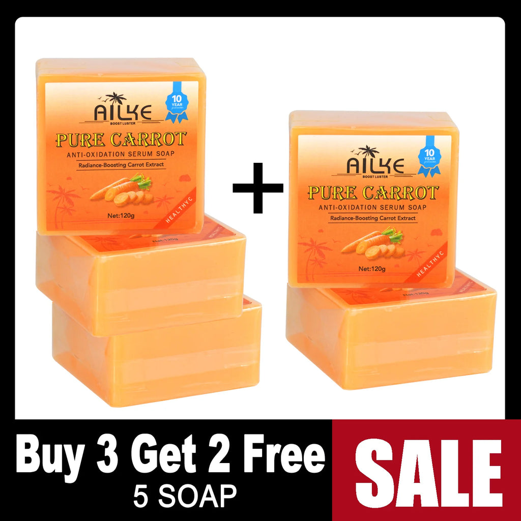AILKE Pure Carrot Brightening Serum Soap 120g – Vitamin C & E Whitening Handmade Soap for Face & Body