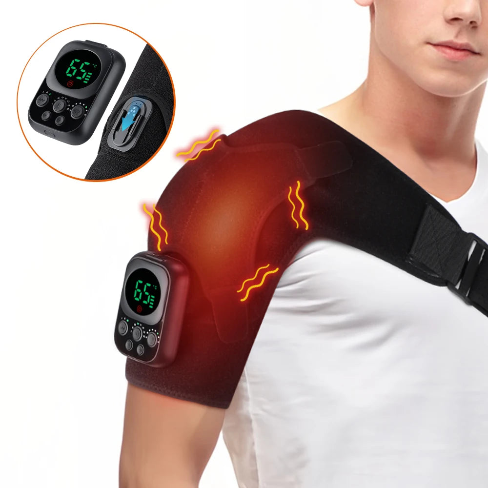 Wireless Shoulder Heating Pad With Massage 6 Temperature Levels App Control 5000mAh Battery AMH02