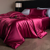 Silk Bed Sheets Set Luxury Bedding with Duvet Cover, Fitted/Flat Sheet & Pillowcases – King, Queen, Full, Twin thumbnail 29