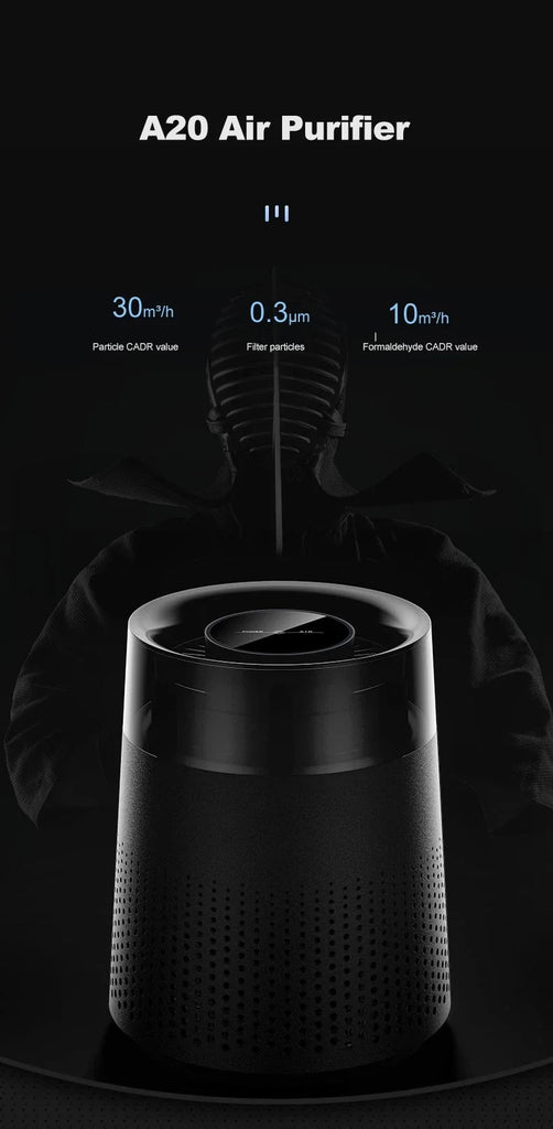 Desktop Air Purifier with Negative Ions, Formaldehyde Removal, Air Quality Detector & Night Light
