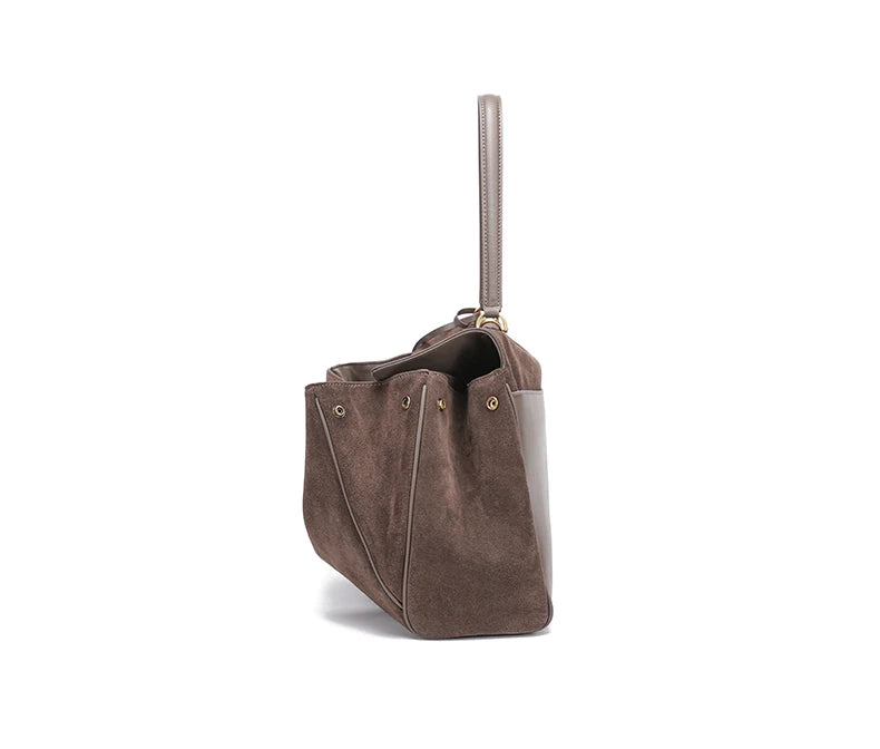 Women’s Genuine Suede Leather Large Capacity Shoulder Tote Bag Luxury Casual Handbag