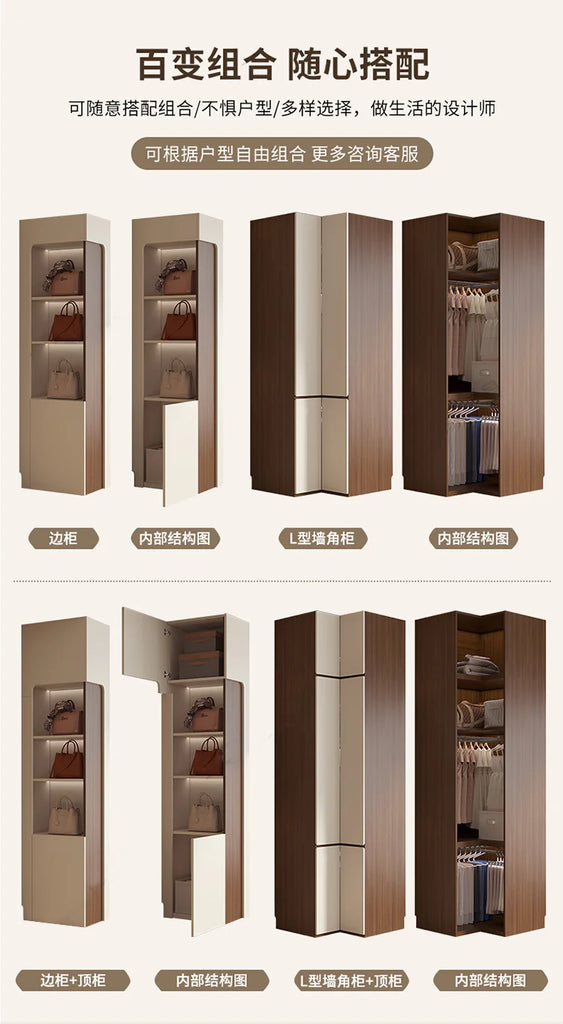 Luxury Nordic Modern Metal Wardrobe with Storage Drawers – Adult Bedroom Closet Furniture