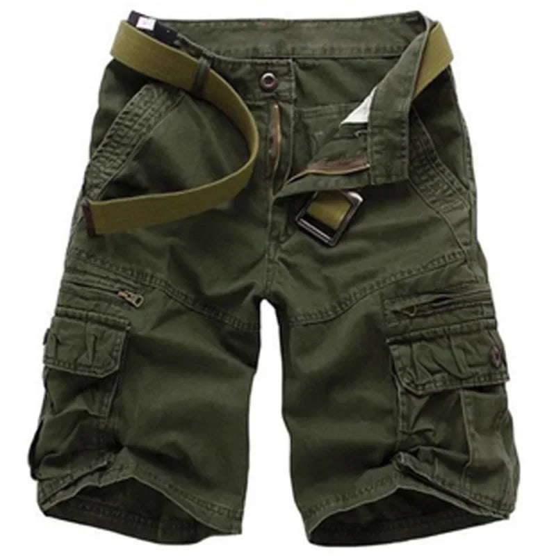 Men’s Vintage Denim Cargo Shorts – Distressed Knee-Length Summer Shorts